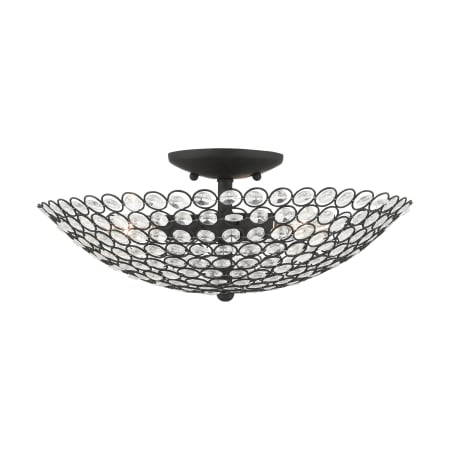 Livex Lighting Cassandra 3 Light 16" Wide Semi-Flush Bowl Ceiling Fixture Black