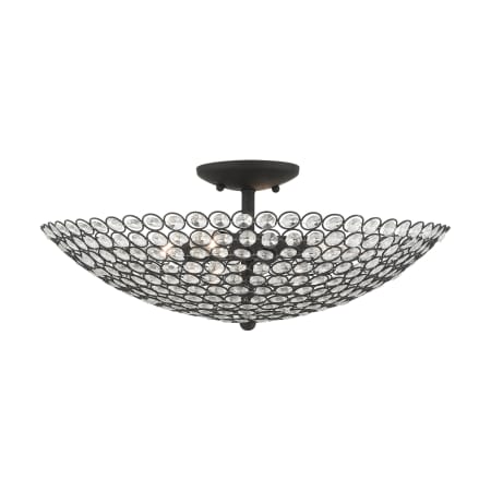Livex Lighting Cassandra 4 Light 20" Wide Semi-Flush Bowl Ceiling Fixture Black