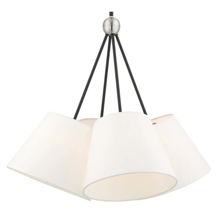 Livex Lighting Prato 4 Light 25" Wide Chandelier with White Shade Black