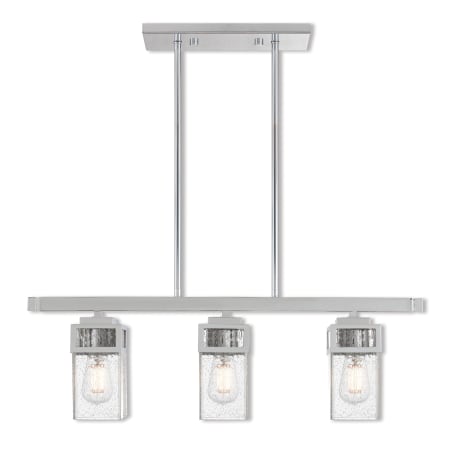 Livex Lighting Harding 3 Light 28" Wide Linear Chandelier with Seedy Glass Shades Polished Chrome