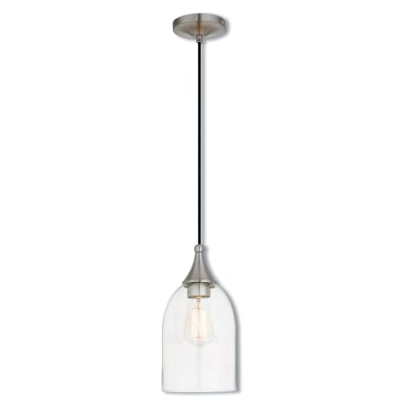Livex Lighting Art Glass 1 Light Mini Pendant with Glass Shade Brushed Nickel