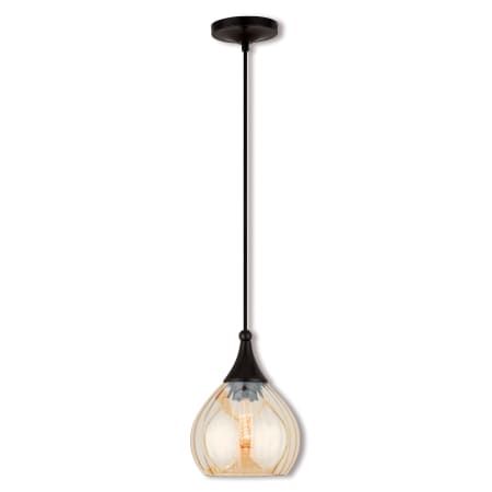 Livex Lighting Art Glass 1 Light Mini Pendant with Glass Shade English Bronze