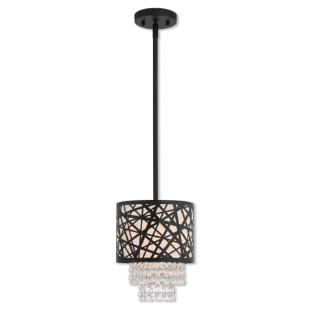 Livex Lighting Allendale Single Light 8" Wide Mini Pendant with Fabric Hardback Shade Bronze