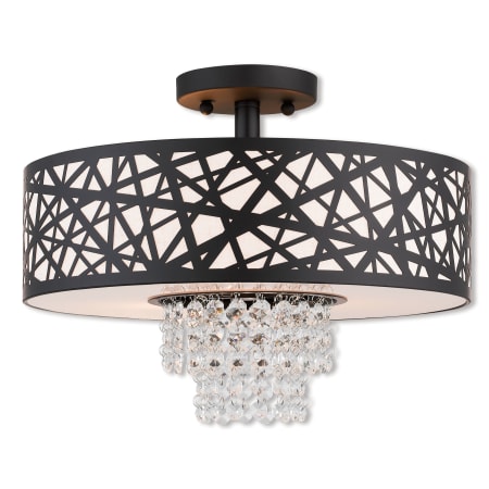 Livex Lighting Allendale 3 Light 14-7/8" Wide Semi-Flush Drum Ceiling Fixture with Fabric Hardback Shade Bronze