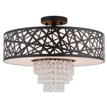 Livex Lighting Allendale 4 Light 18" Wide Semi-Flush Drum Ceiling Fixture with Fabric Hardback Shade Bronze