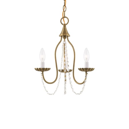 Livex Lighting Alessia 3 Light 13" Wide Crystal Chandelier Antique Brass