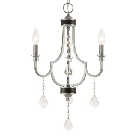 Livex Lighting Glendale 3 Light 14" Wide Candle Style Chandelier with Crystal Accents Brushed Nickel