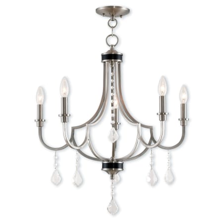 Livex Lighting Glendale 5 Light 25" Wide Candle Style Chandelier with Crystal Accents Brushed Nickel