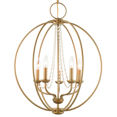 Livex Lighting Arabella 5 Light 22" Wide Commercial Beaded Globe Chandelier Antique Gold Leaf