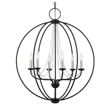 Livex Lighting Arabella 6 Light 28" Wide Multi Light Pendant Black / Brushed Nickel Finish Candles