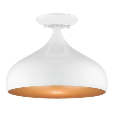 Livex Lighting Amador 12" Wide Semi-Flush Ceiling Fixture Shiny White / Polished Chrome