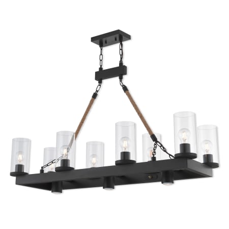 Livex Lighting Metuchen 3 Light 44" Wide Linear Chandelier with Clear Glass Shades Bronze