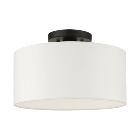 Livex Lighting Meridian 13" Wide Semi-Flush Drum Ceiling Fixture Black
