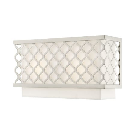 Livex Lighting Arabesque 2 Light 7" Tall Wall Sconce with Metal and Fabric Shade - ADA Compliant Brushed Nickel