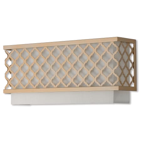 Livex Lighting Arabesque 2 Light 7" Tall Wall Sconce with Metal and Fabric Shade - ADA Compliant Soft Gold