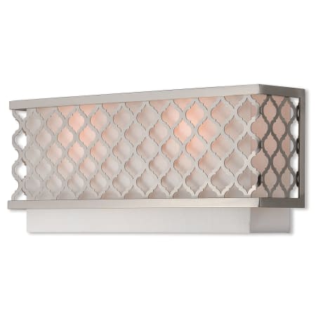 Livex Lighting Arabesque 2 Light 7" Tall Wall Sconce with Metal and Fabric Shade - ADA Compliant Brushed Nickel