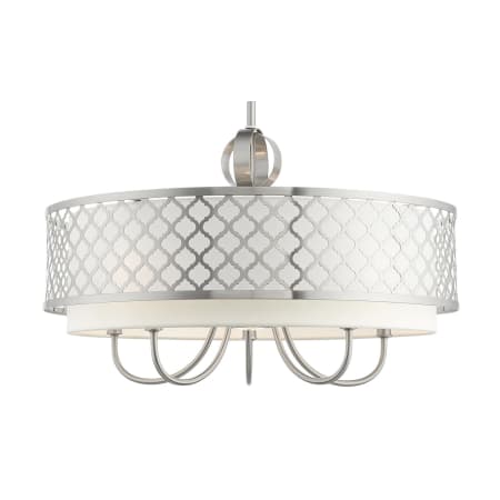 Livex Lighting Arabesque Single Light 24" Wide Drum Chandelier with Outer Metal Frame and Inner Fabric Shades Brushed Nickel