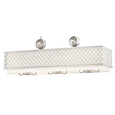 Livex Lighting Arabesque 3 Light 40" Wide Linear Chandelier with Outer Metal Frame and Inner Fabric Shade Brushed Nickel