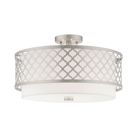 Livex Lighting Arabesque 3 Light 18" Wide Flush Mount Drum Ceiling Fixture Brushed Nickel