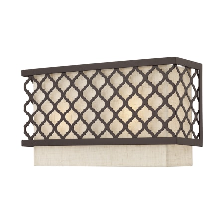 Livex Lighting Arabesque 2 Light 6-3/8" Tall Wall Sconce with Metal and Fabric Shade - ADA Compliant English Bronze