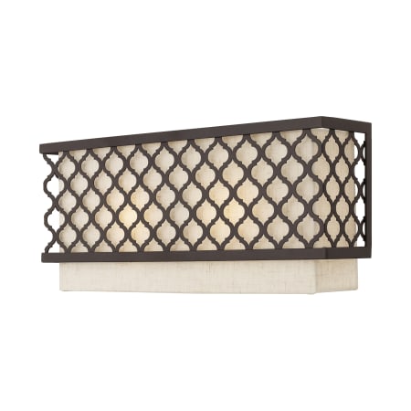Livex Lighting Arabesque 2 Light 7" Tall Wall Sconce with Metal and Fabric Shade - ADA Compliant English Bronze