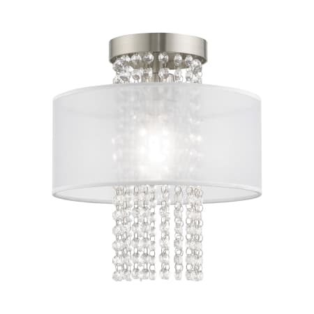 Livex Lighting Bella Vista Single Light 11" Wide Semi-Flush Drum Ceiling Fixture Brushed Nickel