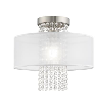 Livex Lighting Bella Vista Single Light 13" Wide Semi-Flush Drum Ceiling Fixture Brushed Nickel