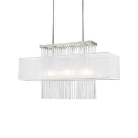 Livex Lighting Alexis 3 Light 30" Wide Crystal Linear Chandelier Brushed Nickel
