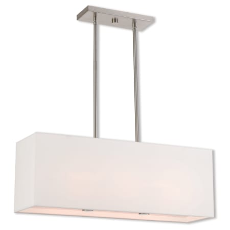 Livex Lighting Summit 3 Light 28" Wide Linear Chandelier with Fabric Shade Brushed Nickel