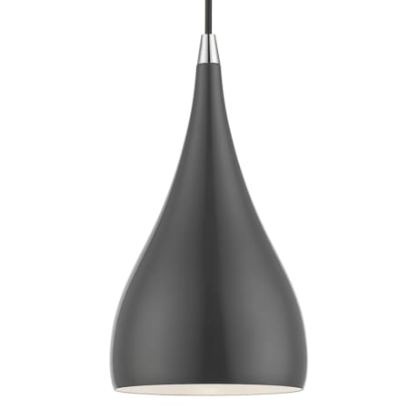 Livex Lighting Amador 6" Wide Mini Pendant Shiny Dark Gray / Polished Chrome Accents