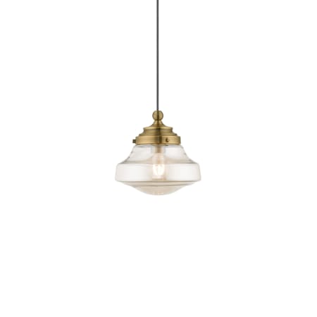 Livex Lighting Single Light 9" Wide Mini Pendant Antique Brass