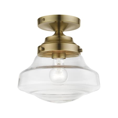 Livex Lighting Avondale 9" Wide Flush Mount Ceiling Fixture Antique Brass