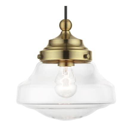 Livex Lighting Avondale 9" Wide Mini Pendant Antique Brass
