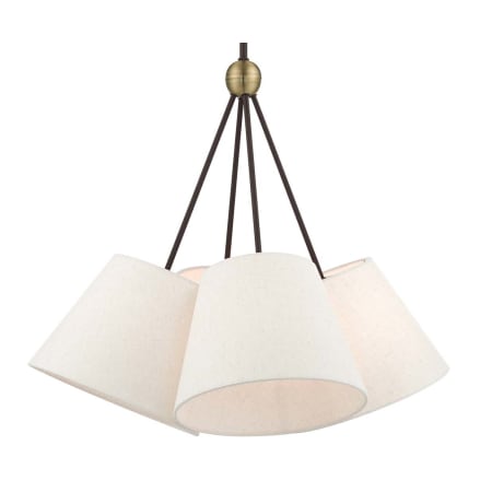Livex Lighting Prato 4 Light 25" Wide Chandelier with Cream Shade Bronze with Antique Brass Accents