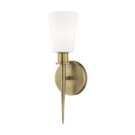 Livex Lighting Witten Single Light 13" Tall Wall Sconce with Glass Shade - ADA Compliant Antique Brass