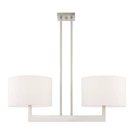 Livex Lighting Hayworth 2 Light 30" Wide Linear Chandelier with Fabric Shades Brushed Nickel