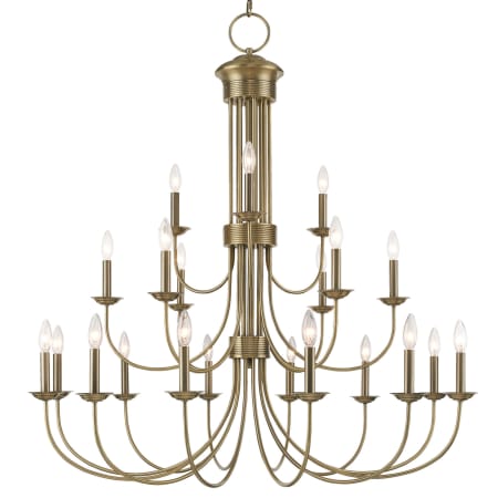 Livex Lighting Estate 21 Light 42" Wide Taper Candle Style Chandelier Antique Brass