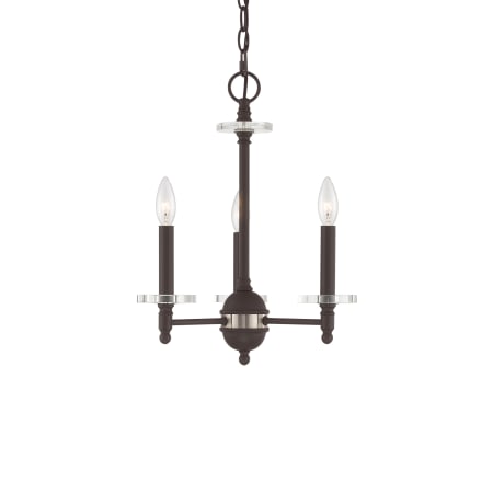 Livex Lighting Bennington 3 Light 14" Wide Crystal Chandelier Bronze