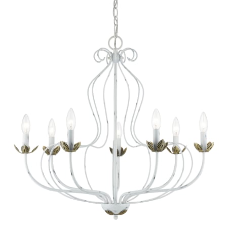 Livex Lighting Katarina 7 Light 28" Wide Taper Candle Style Chandelier Antique White / Antique Brass