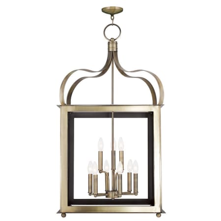 Livex Lighting Garfield 9 Light Semi-Flush Ceiling Fixture Antique Brass