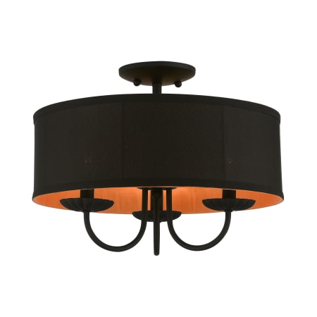 Livex Lighting Winchester 3 Light 16" Wide Semi-Flush Drum Ceiling Fixture Black