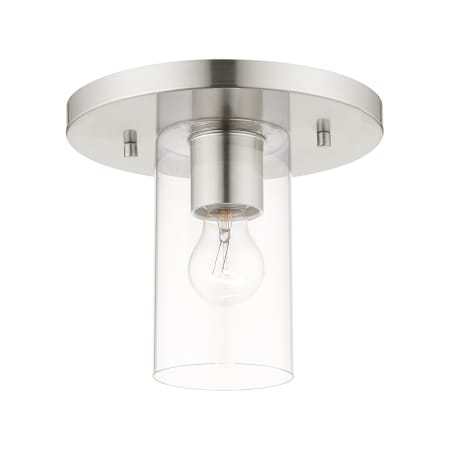 Livex Lighting Zurich Single Light 9" Wide Flush Mount Ceiling Fixture Brushed Nickel