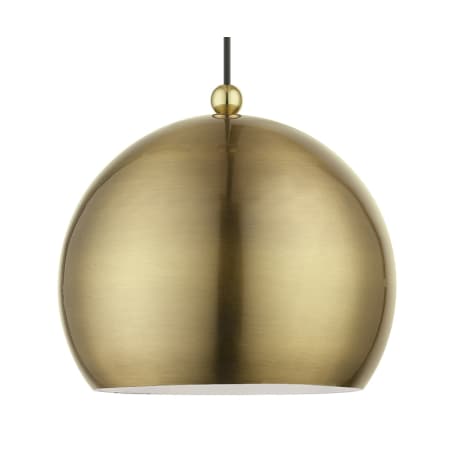 Livex Lighting Stockton 12" Wide Pendant Antique Brass / Polished Brass Accents