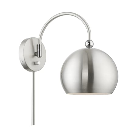 Livex Lighting Stockton 12" Tall Commercial Wall Sconce Brushed Nickel / Polished Chrome Accents