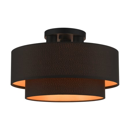 Livex Lighting Sentosa 3 Light 15" Wide Semi-Flush Drum Ceiling Fixture Black