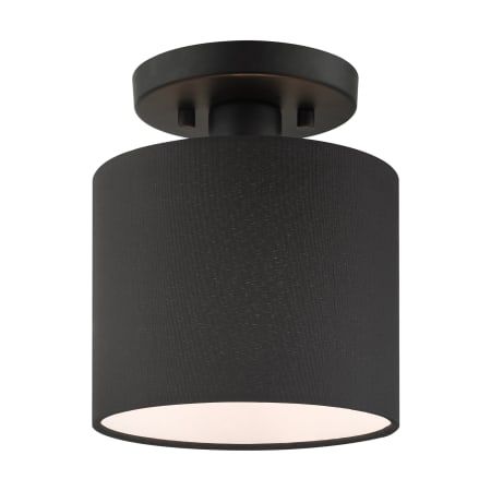 Livex Lighting Bainbridge 7" Wide Semi-Flush Drum Ceiling Fixture Black