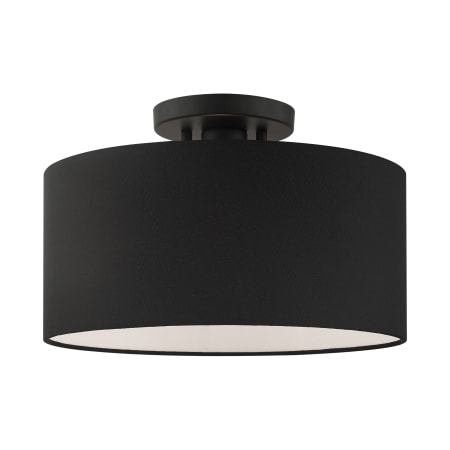 Livex Lighting Bainbridge 13" Wide Semi-Flush Drum Ceiling Fixture Black