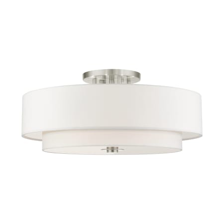 Livex Lighting Meridian 6 Light 30" Wide Semi-Flush Drum Ceiling Fixture Brushed Nickel