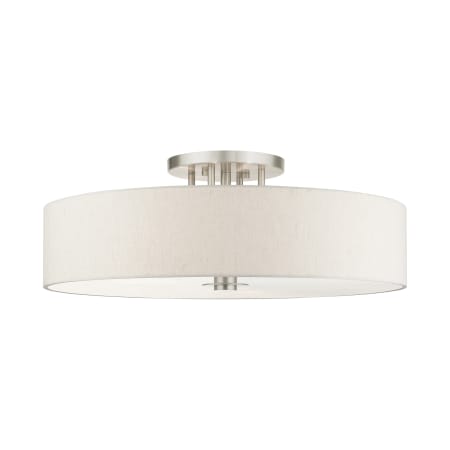 Livex Lighting Meridian 6 Light 30" Wide Semi-Flush Drum Ceiling Fixture Brushed Nickel