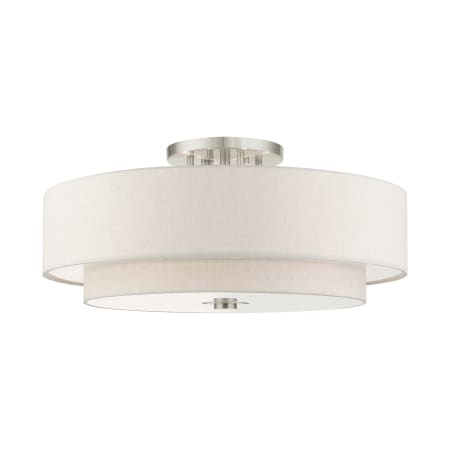 Livex Lighting Meridian 6 Light 30" Wide Semi-Flush Drum Ceiling Fixture Brushed Nickel